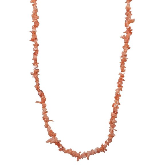 Vintage Natural Coral Bead Necklace Pink Orange Irregular Shape Handmade - Picture 1 of 4